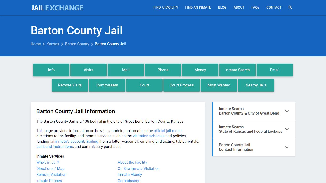 Barton County Jail, KS Inmate Search, Information
